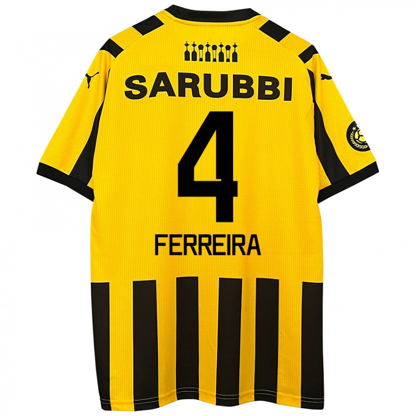 Bambino Maglia Joaquín Ferreira #4 Giallo Nero Kit Gara Home 2024/25 Maglietta