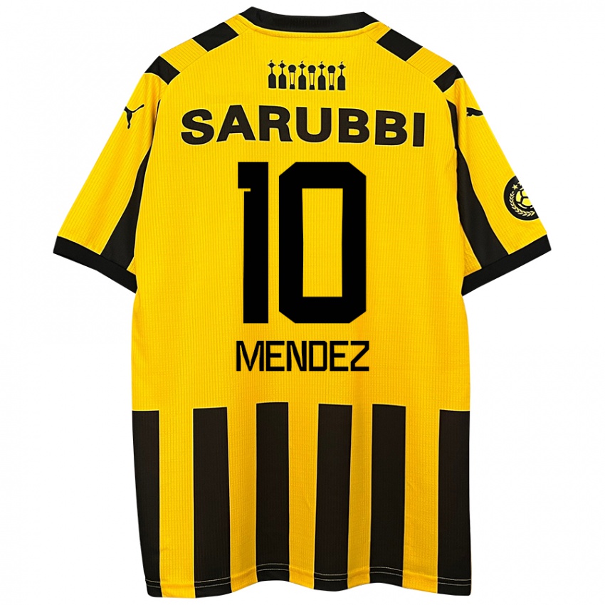 Bambino Maglia Kevin Méndez #10 Giallo Nero Kit Gara Home 2024/25 Maglietta