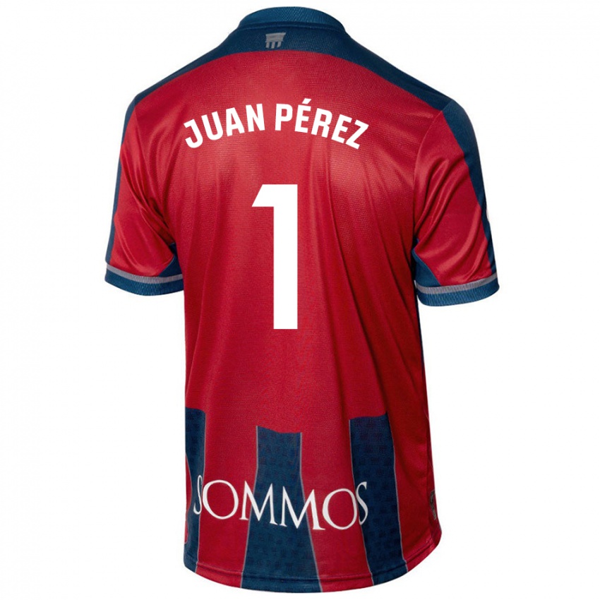 Bambino Maglia Juan Pérez #1 Rosso Blu Kit Gara Home 2024/25 Maglietta