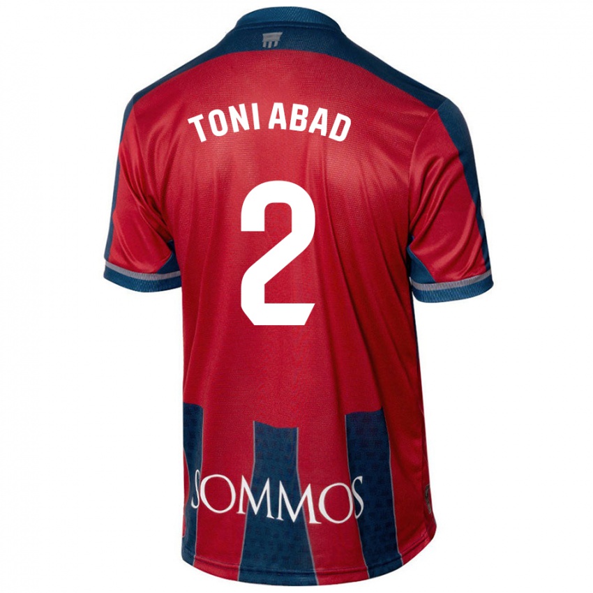 Bambino Maglia Toni Abad #2 Rosso Blu Kit Gara Home 2024/25 Maglietta