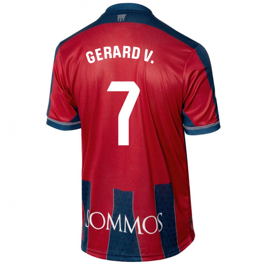 Bambino Maglia Gerard Valentín #7 Rosso Blu Kit Gara Home 2024/25 Maglietta