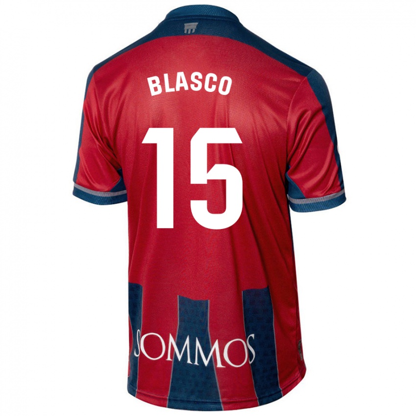 Bambino Maglia Jérémy Blasco #15 Rosso Blu Kit Gara Home 2024/25 Maglietta