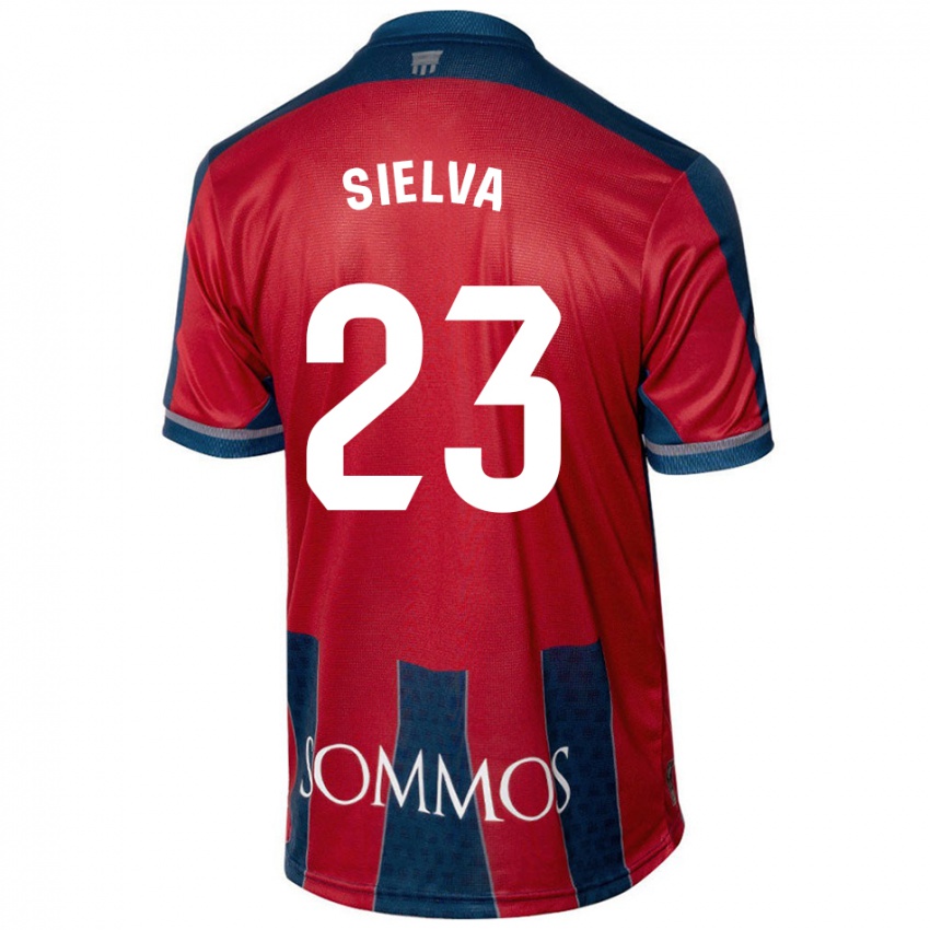 Bambino Maglia Óscar Sielva #23 Rosso Blu Kit Gara Home 2024/25 Maglietta