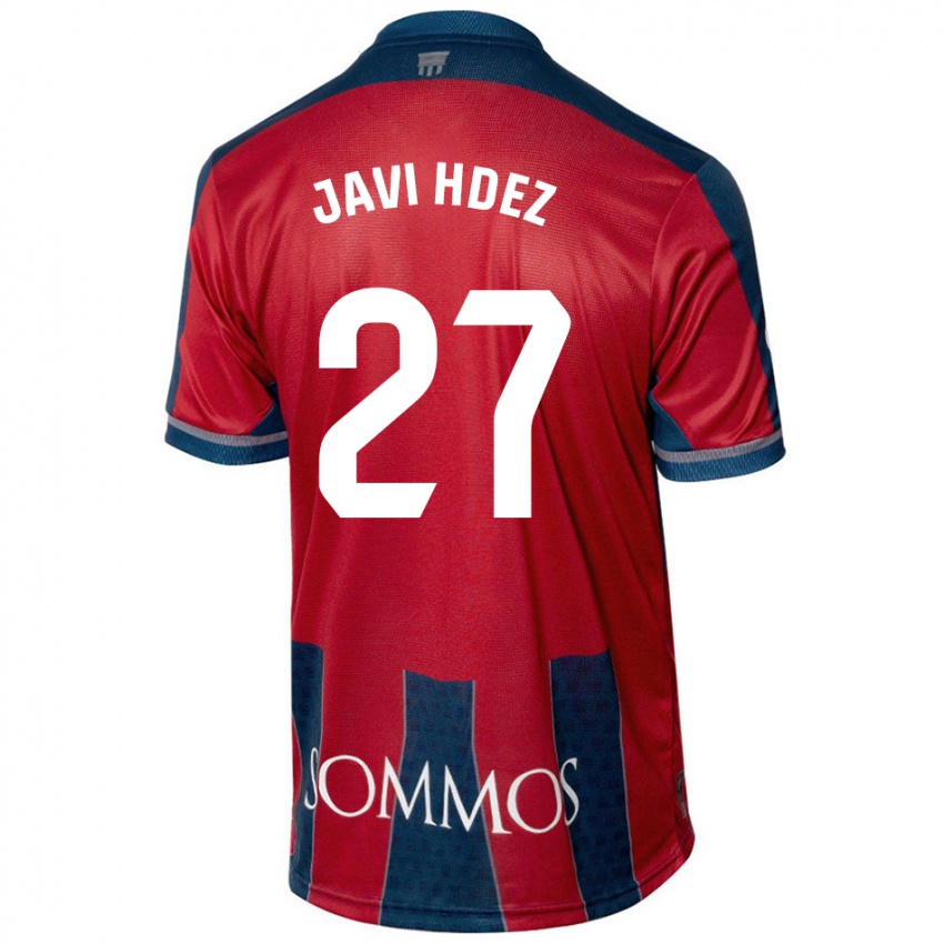 Bambino Maglia Javi Hernández #27 Rosso Blu Kit Gara Home 2024/25 Maglietta