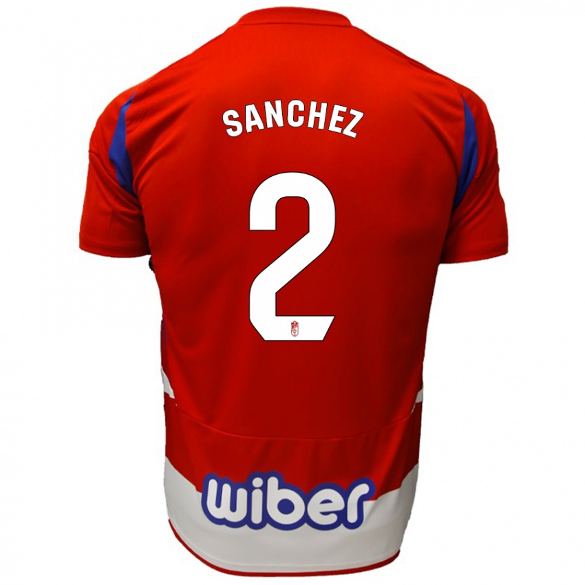 Bambino Maglia Rubén Sánchez #2 Rosso Bianco Blu Kit Gara Home 2024/25 Maglietta