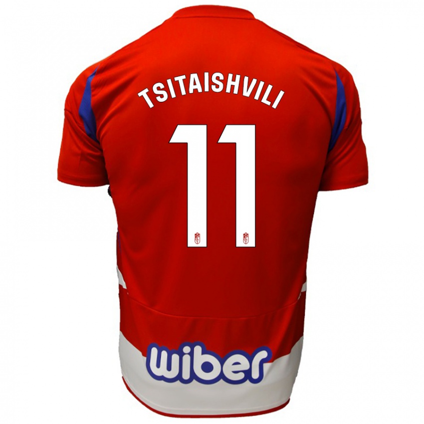 Bambino Maglia Georgiy Tsitaishvili #11 Rosso Bianco Blu Kit Gara Home 2024/25 Maglietta