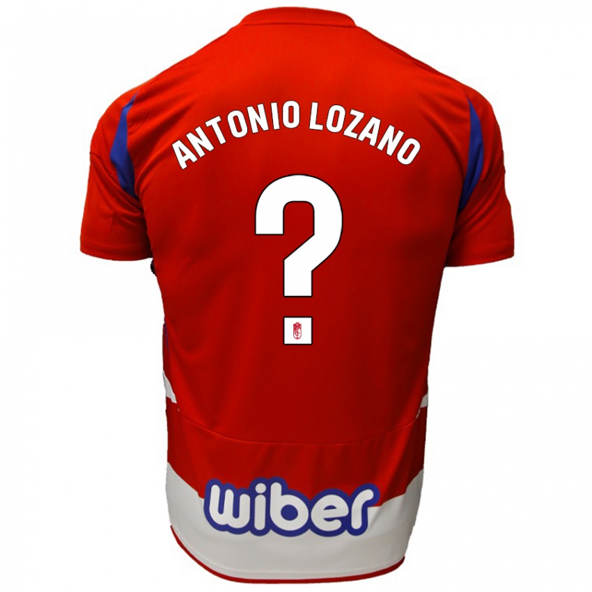 Bambino Maglia José Antonio Lozano #0 Rosso Bianco Blu Kit Gara Home 2024/25 Maglietta