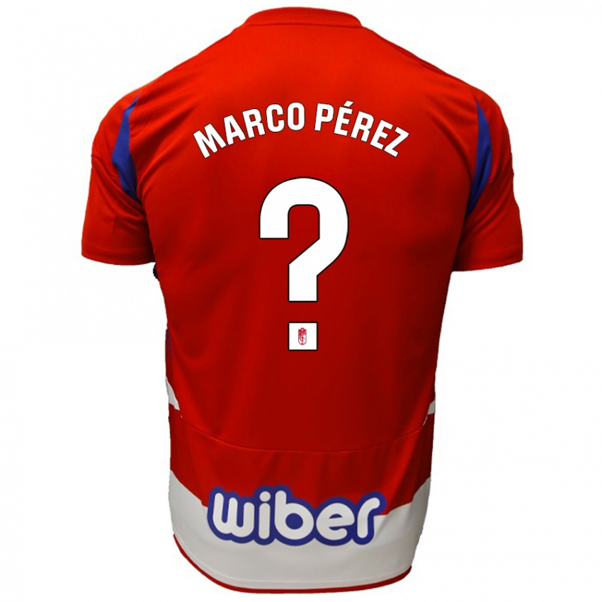 Bambino Maglia Marco Pérez #0 Rosso Bianco Blu Kit Gara Home 2024/25 Maglietta