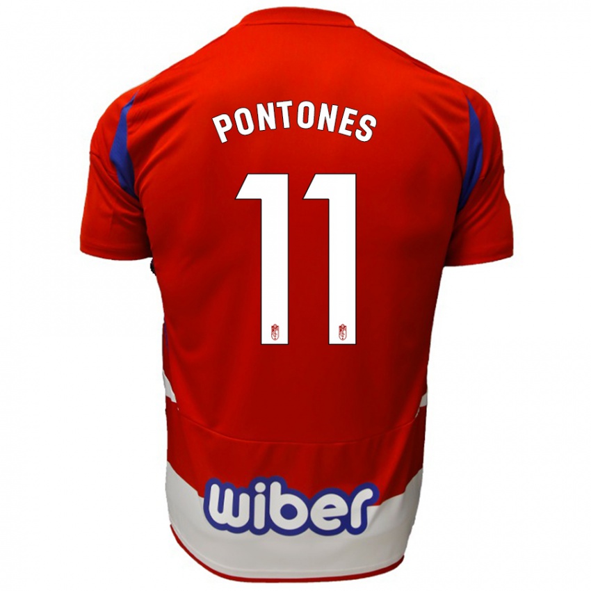 Bambino Maglia Juan Carlos Pontones #11 Rosso Bianco Blu Kit Gara Home 2024/25 Maglietta