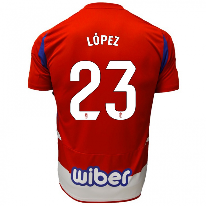 Bambino Maglia Diego López #23 Rosso Bianco Blu Kit Gara Home 2024/25 Maglietta