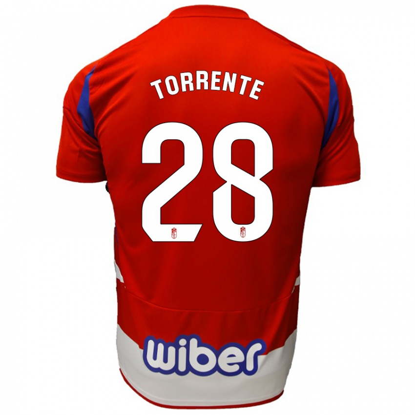 Bambino Maglia Raúl Torrente #28 Rosso Bianco Blu Kit Gara Home 2024/25 Maglietta