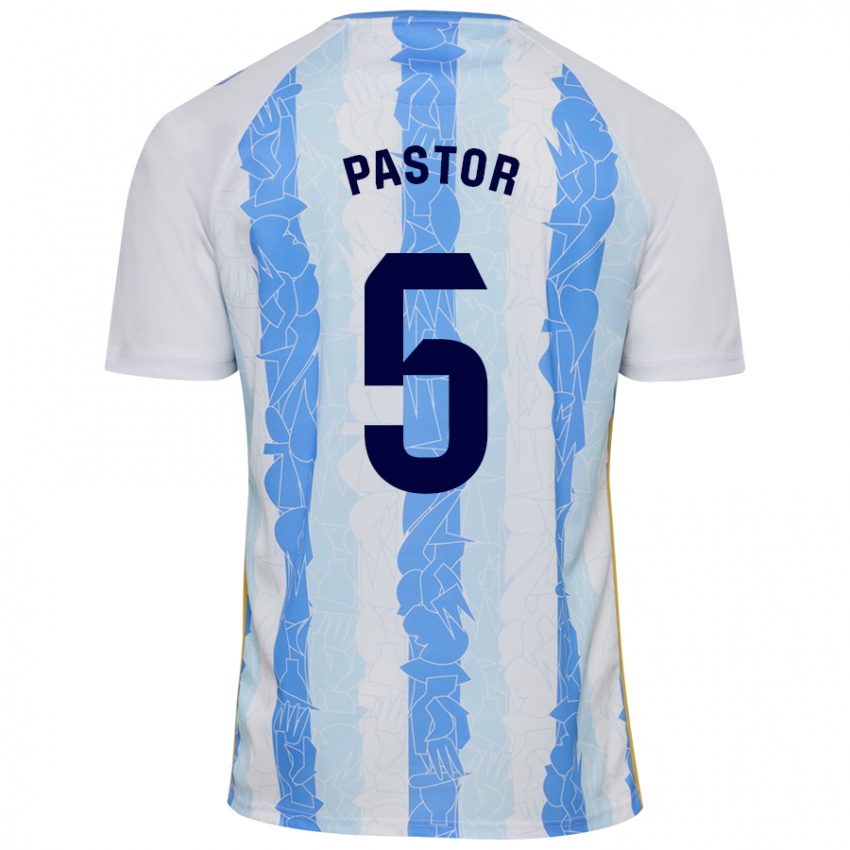 Bambino Maglia Álex Pastor #5 Bianco Blu Kit Gara Home 2024/25 Maglietta