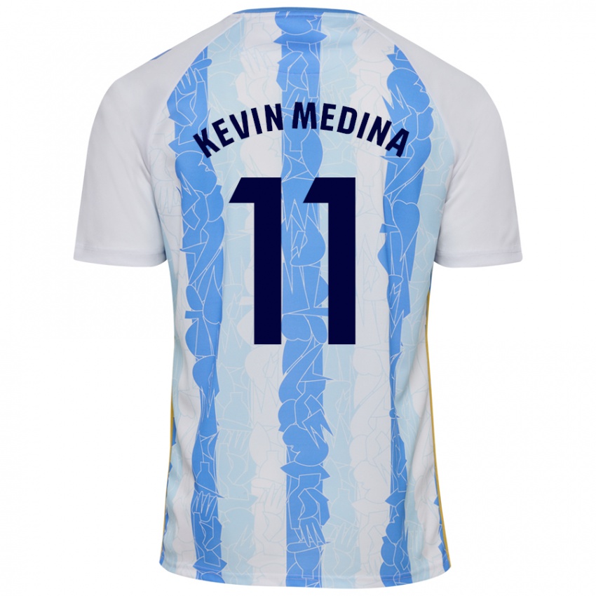 Bambino Maglia Kevin Medina #11 Bianco Blu Kit Gara Home 2024/25 Maglietta