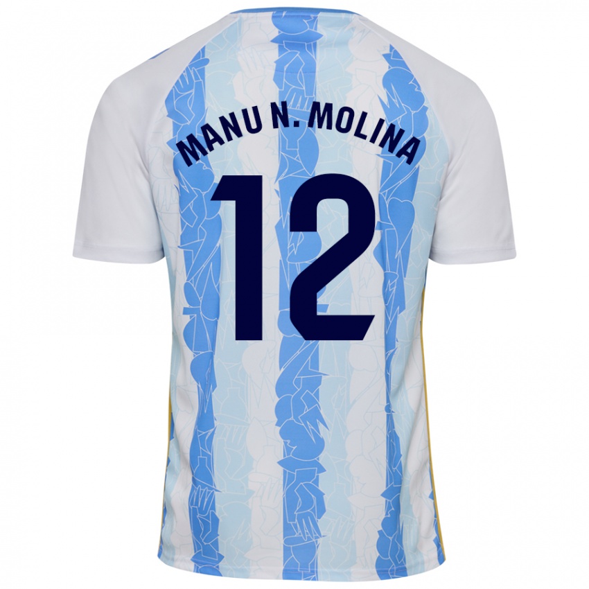 Bambino Maglia Manu Molina #12 Bianco Blu Kit Gara Home 2024/25 Maglietta