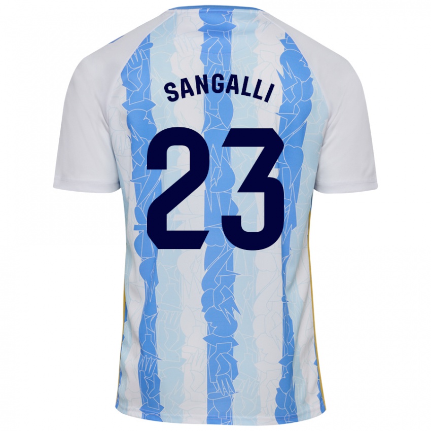 Bambino Maglia Luca Sangalli #23 Bianco Blu Kit Gara Home 2024/25 Maglietta