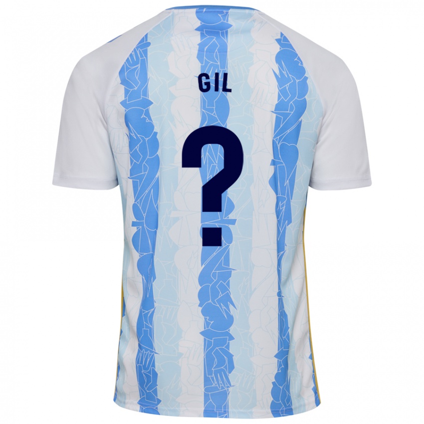 Bambino Maglia José Gil #0 Bianco Blu Kit Gara Home 2024/25 Maglietta