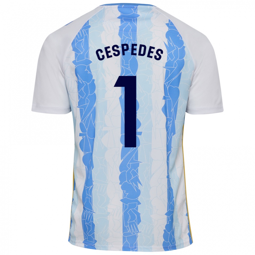 Bambino Maglia Andrés Céspedes #1 Bianco Blu Kit Gara Home 2024/25 Maglietta