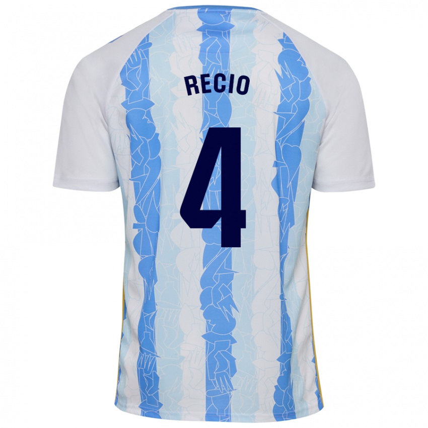 Bambino Maglia Ángel Recio #4 Bianco Blu Kit Gara Home 2024/25 Maglietta