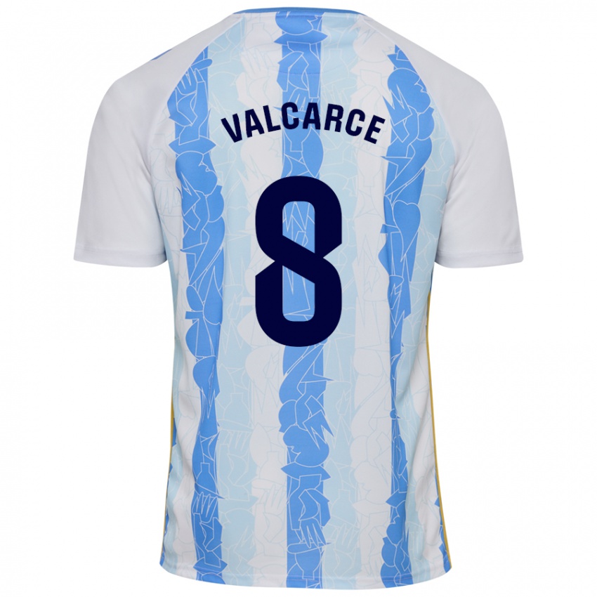 Bambino Maglia Alejandro Valcarce #8 Bianco Blu Kit Gara Home 2024/25 Maglietta