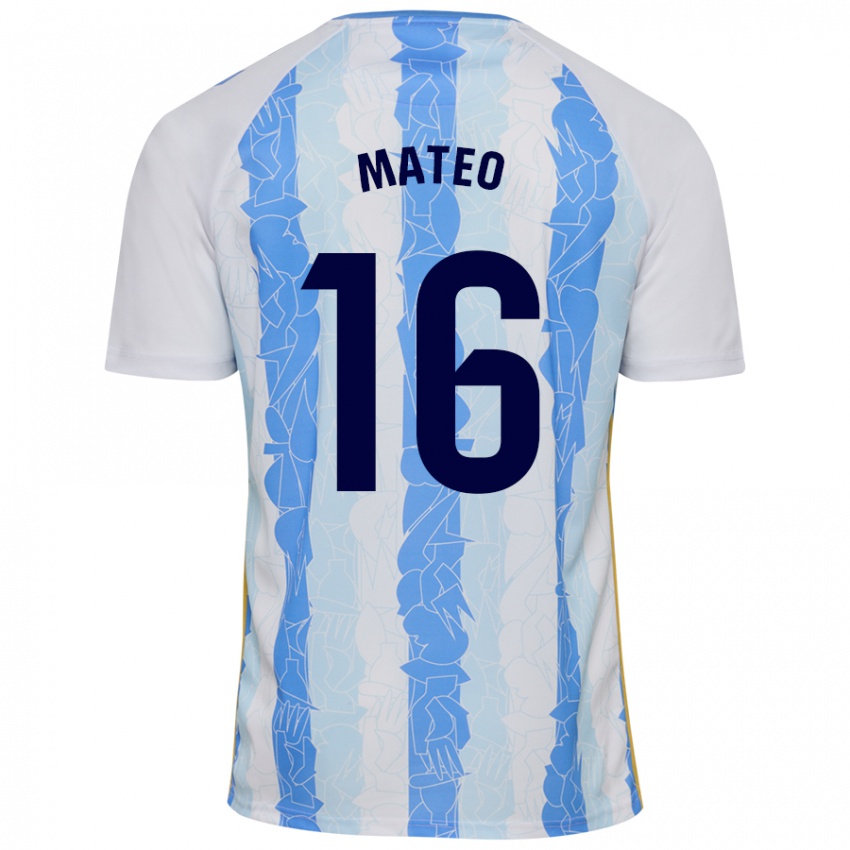 Bambino Maglia Ángel Mateo #16 Bianco Blu Kit Gara Home 2024/25 Maglietta