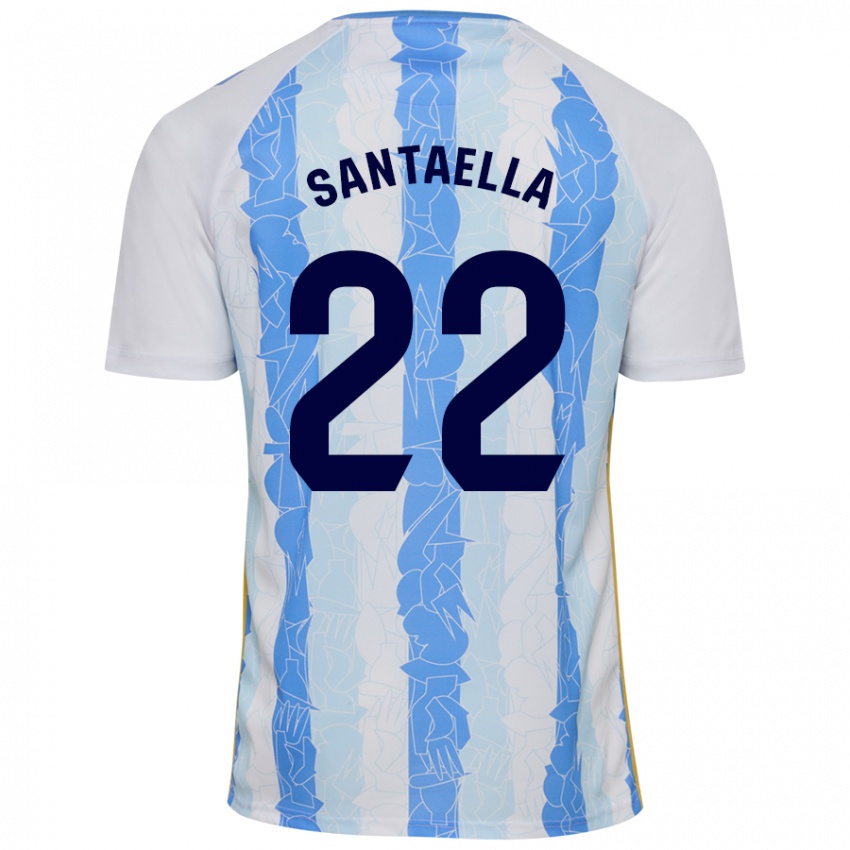 Bambino Maglia Miguel Ángel Santaella #22 Bianco Blu Kit Gara Home 2024/25 Maglietta