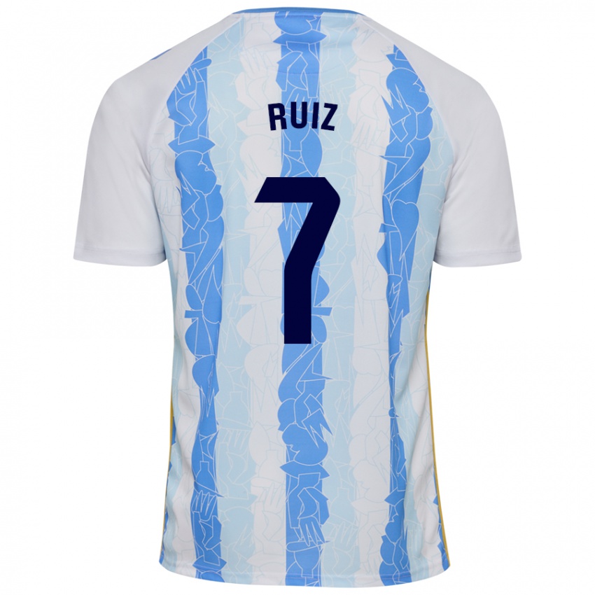 Bambino Maglia María Ruiz #7 Bianco Blu Kit Gara Home 2024/25 Maglietta