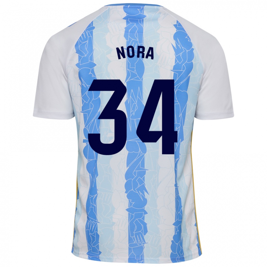 Bambino Maglia Nora #34 Bianco Blu Kit Gara Home 2024/25 Maglietta