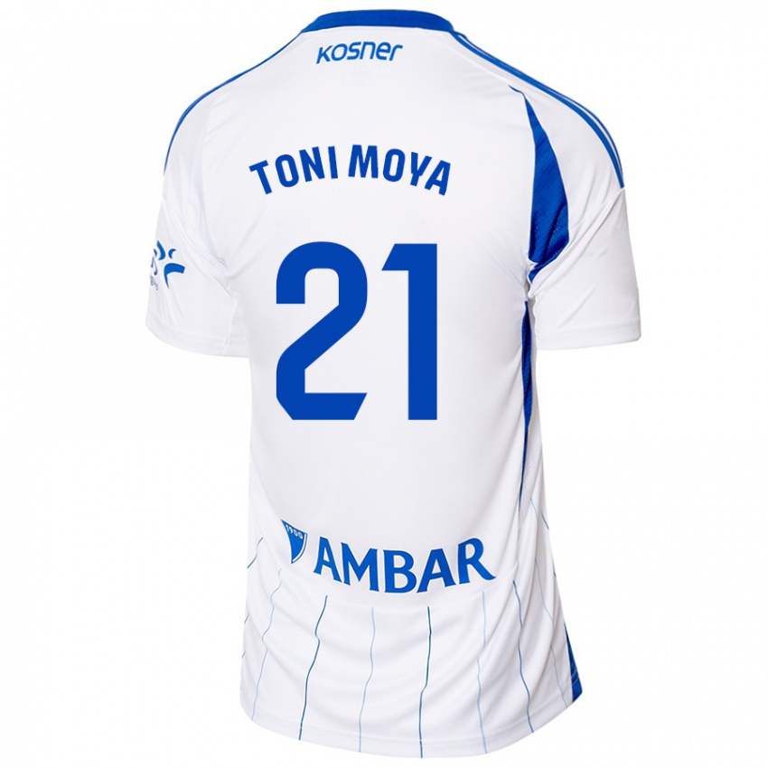 Bambino Maglia Toni Moya #21 Rosso Bianco Kit Gara Home 2024/25 Maglietta