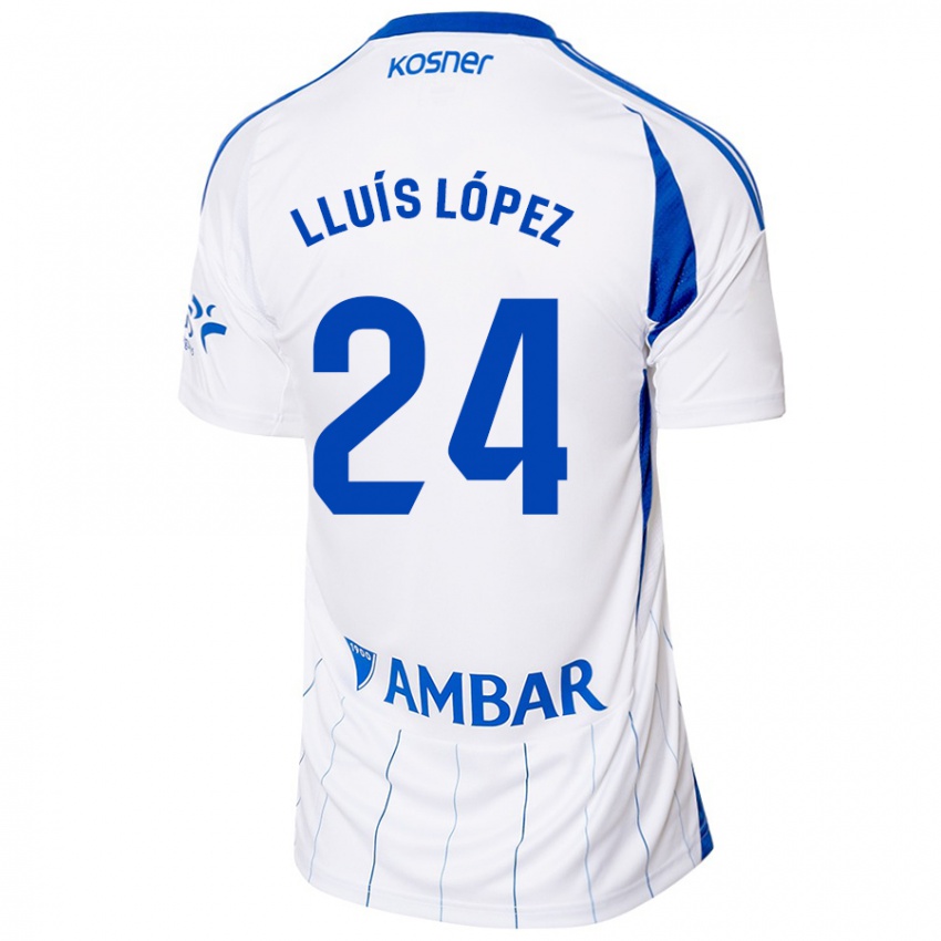 Bambino Maglia Lluís López #24 Rosso Bianco Kit Gara Home 2024/25 Maglietta