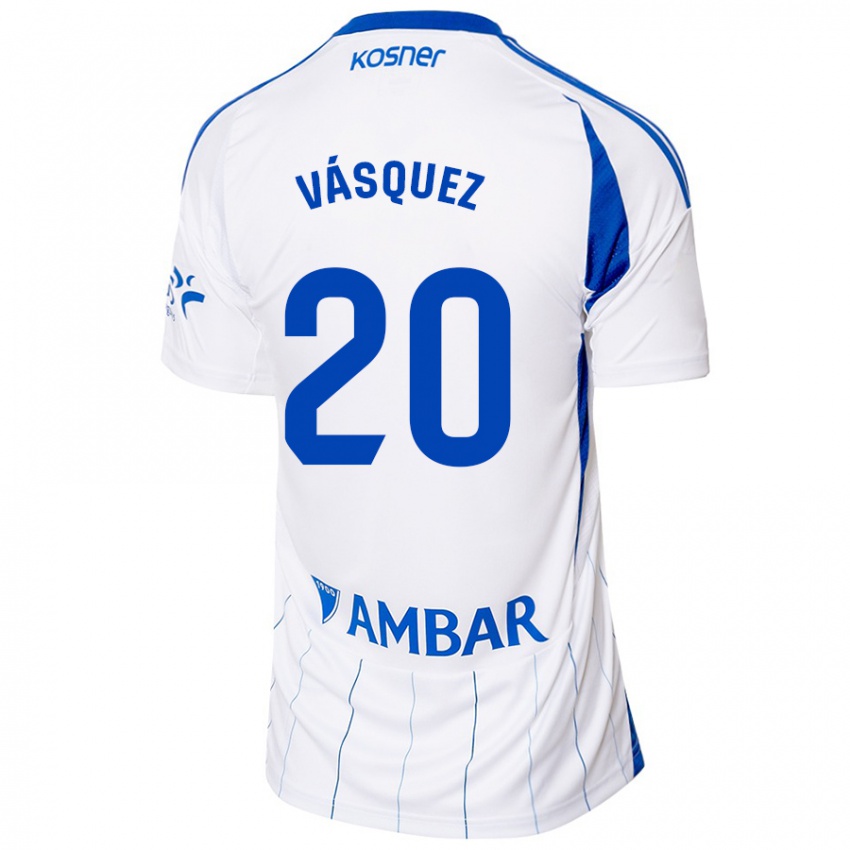 Bambino Maglia José Vásquez #20 Rosso Bianco Kit Gara Home 2024/25 Maglietta