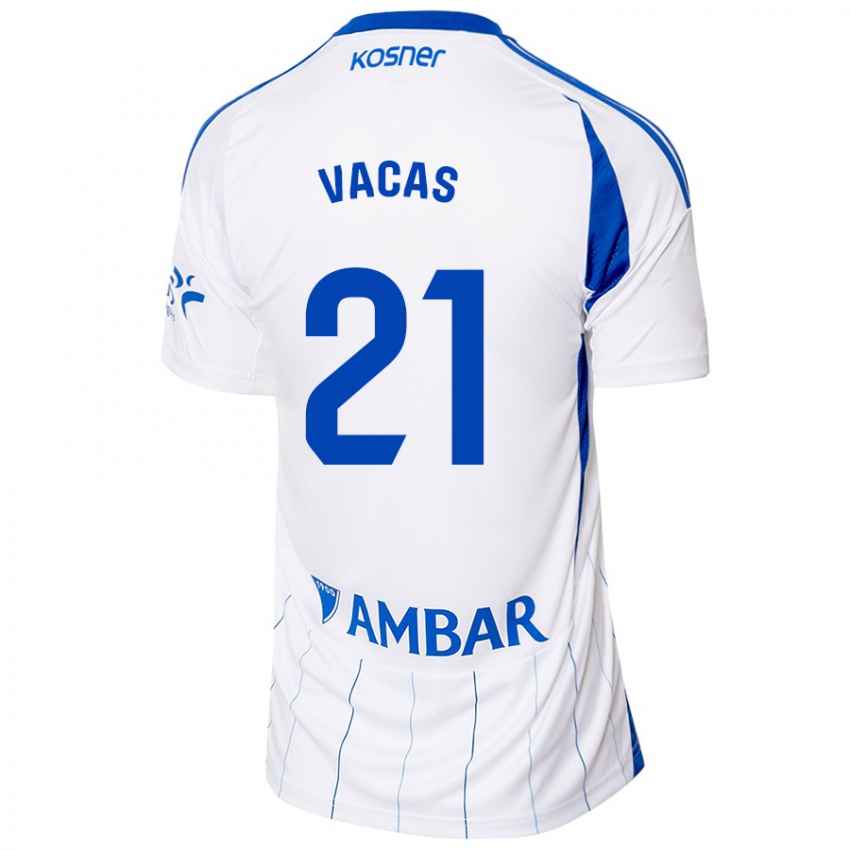 Bambino Maglia Óscar Vacas #21 Rosso Bianco Kit Gara Home 2024/25 Maglietta