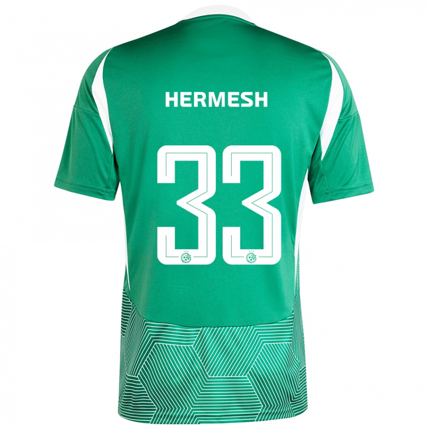 Bambino Maglia Liam Hermesh #33 Verde Bianco Kit Gara Home 2024/25 Maglietta