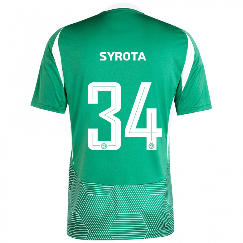 Bambino Maglia Oleksandr Syrota #34 Verde Bianco Kit Gara Home 2024/25 Maglietta