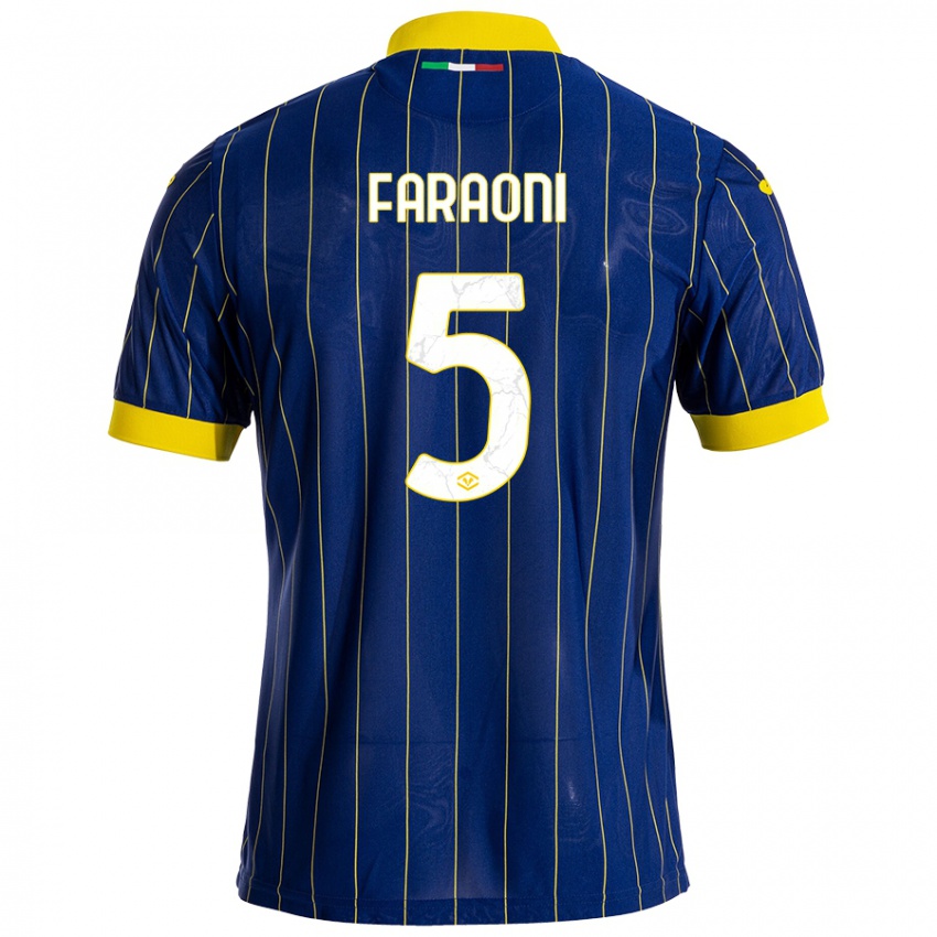 Bambino Maglia Davide Faraoni #5 Blu Giallo Kit Gara Home 2024/25 Maglietta