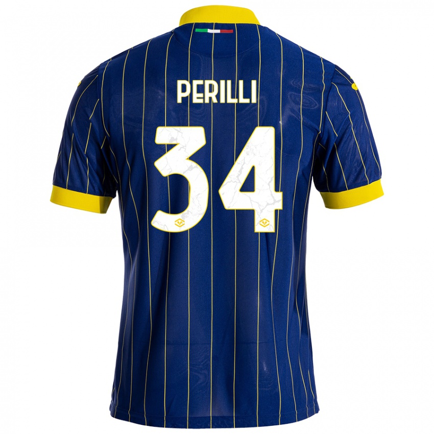 Bambino Maglia Simone Perilli #34 Blu Giallo Kit Gara Home 2024/25 Maglietta