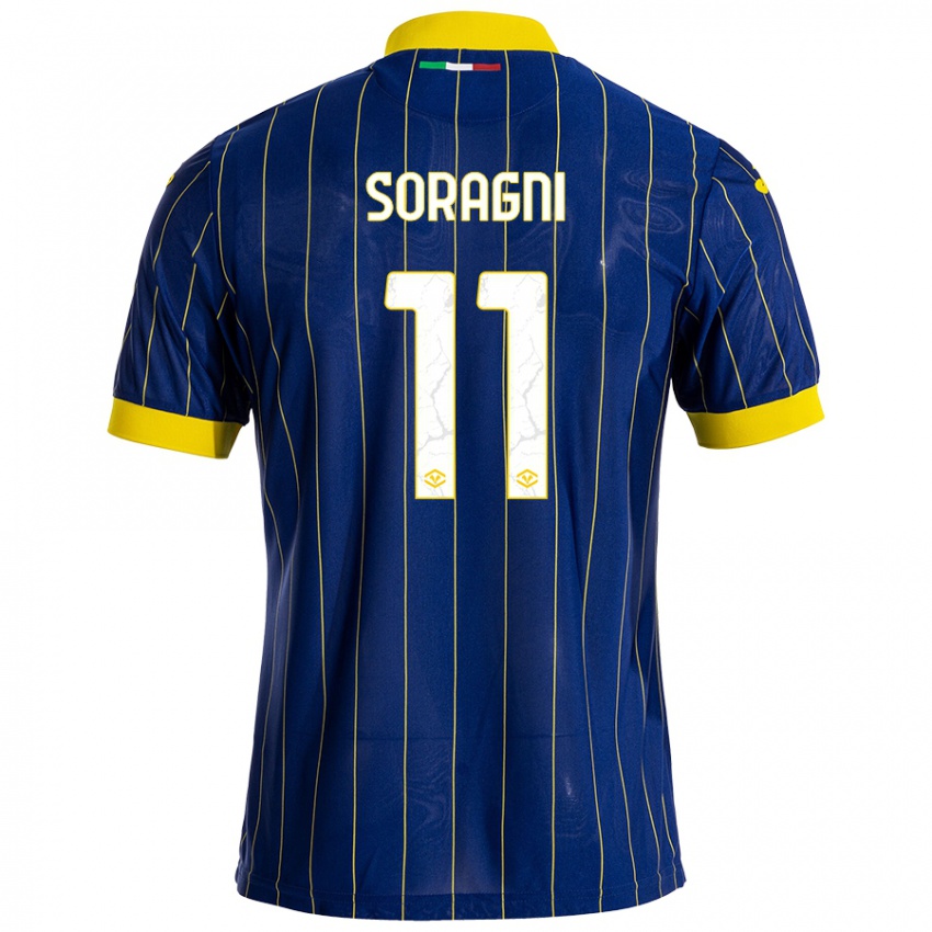 Bambino Maglia Alberto Soragni #11 Blu Giallo Kit Gara Home 2024/25 Maglietta