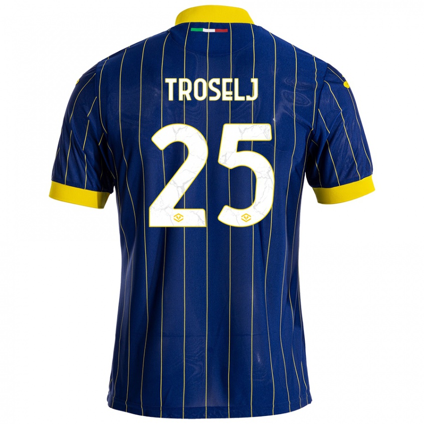 Bambino Maglia Ethan Troselj #25 Blu Giallo Kit Gara Home 2024/25 Maglietta