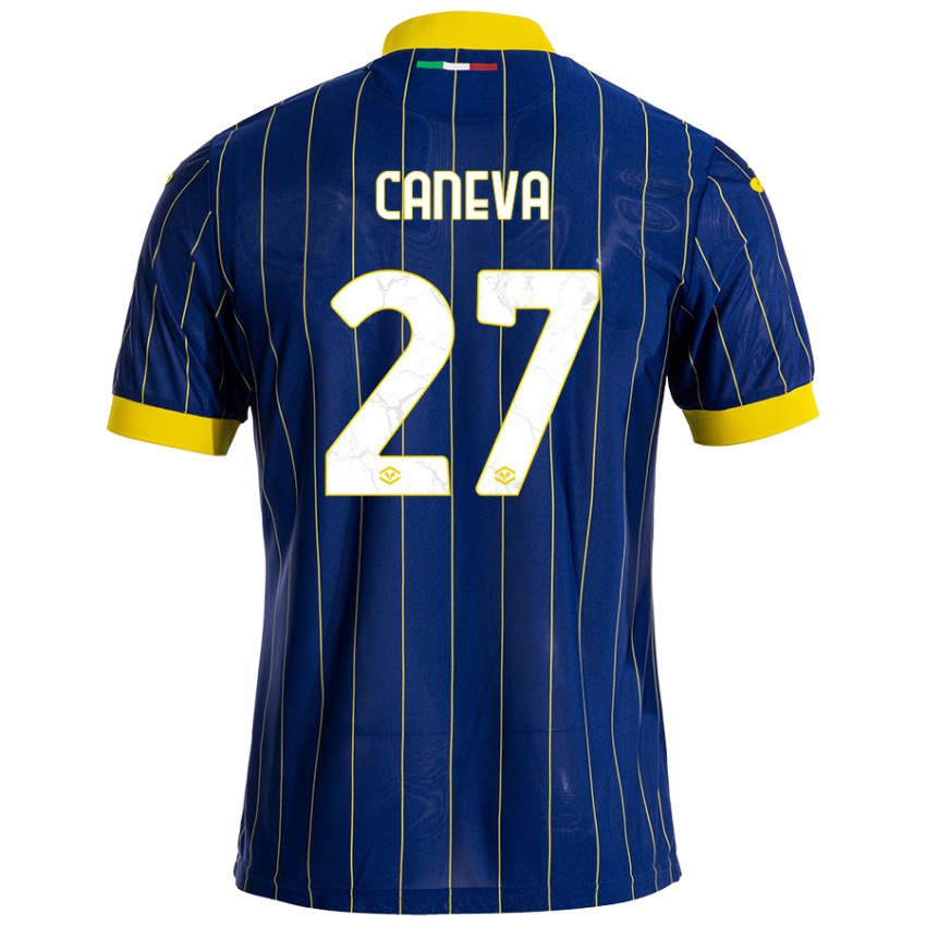 Bambino Maglia Elia Caneva #27 Blu Giallo Kit Gara Home 2024/25 Maglietta