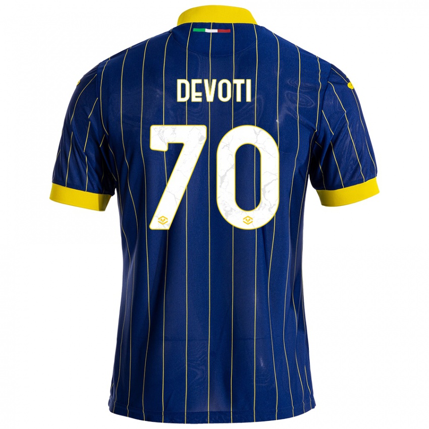 Bambino Maglia Andrea Devoti #70 Blu Giallo Kit Gara Home 2024/25 Maglietta