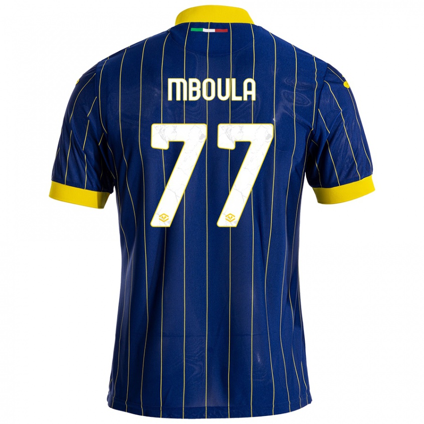 Bambino Maglia Jordi Mboula #77 Blu Giallo Kit Gara Home 2024/25 Maglietta