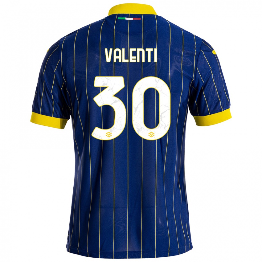 Bambino Maglia Francesco Valenti #30 Blu Giallo Kit Gara Home 2024/25 Maglietta