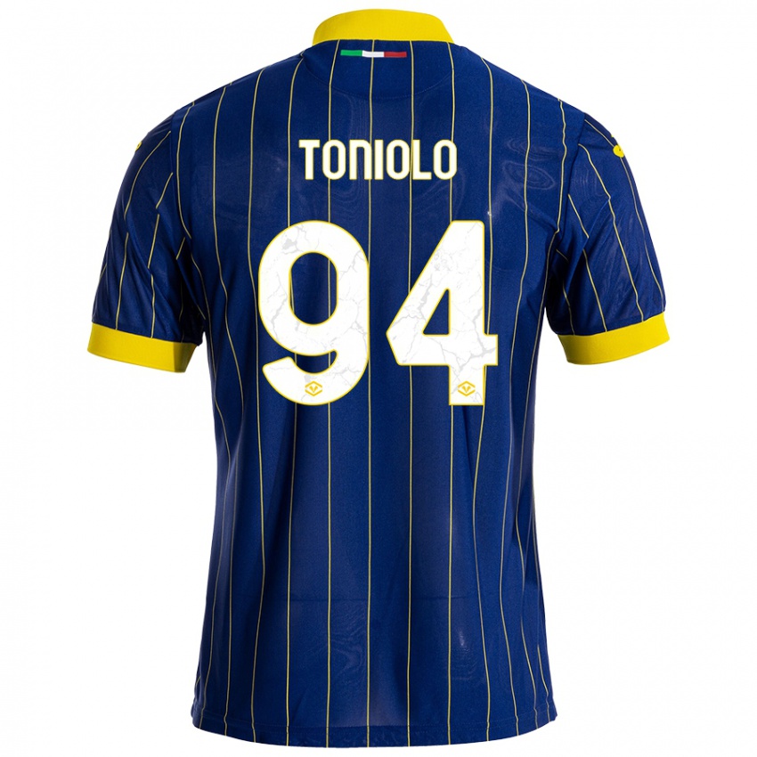 Bambino Maglia Giacomo Toniolo #94 Blu Giallo Kit Gara Home 2024/25 Maglietta