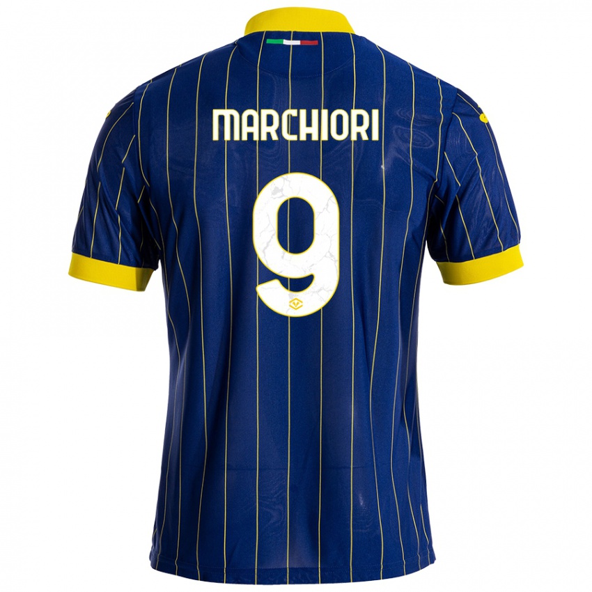 Bambino Maglia Giorgia Marchiori #9 Blu Giallo Kit Gara Home 2024/25 Maglietta