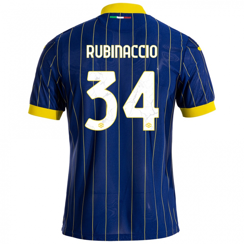 Bambino Maglia Nikol Rubinaccio #34 Blu Giallo Kit Gara Home 2024/25 Maglietta