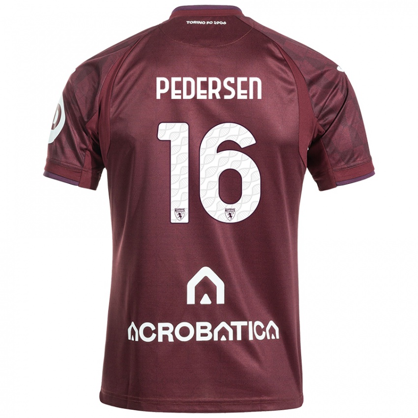 Bambino Maglia Marcus Pedersen #16 Marrone Bianco Kit Gara Home 2024/25 Maglietta