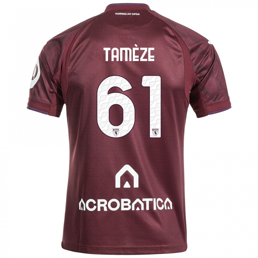 Bambino Maglia Adrien Tamèze #61 Marrone Bianco Kit Gara Home 2024/25 Maglietta