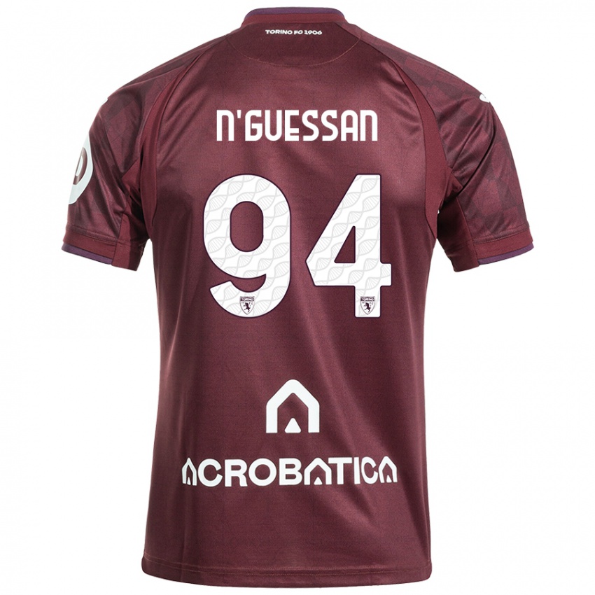 Bambino Maglia Ange Caumenan N'guessan #94 Marrone Bianco Kit Gara Home 2024/25 Maglietta