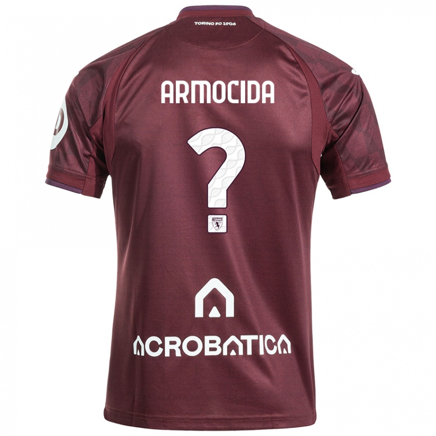 Bambino Maglia Simone Armocida #0 Marrone Bianco Kit Gara Home 2024/25 Maglietta