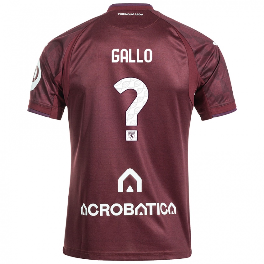 Bambino Maglia Tommaso Gallo #0 Marrone Bianco Kit Gara Home 2024/25 Maglietta