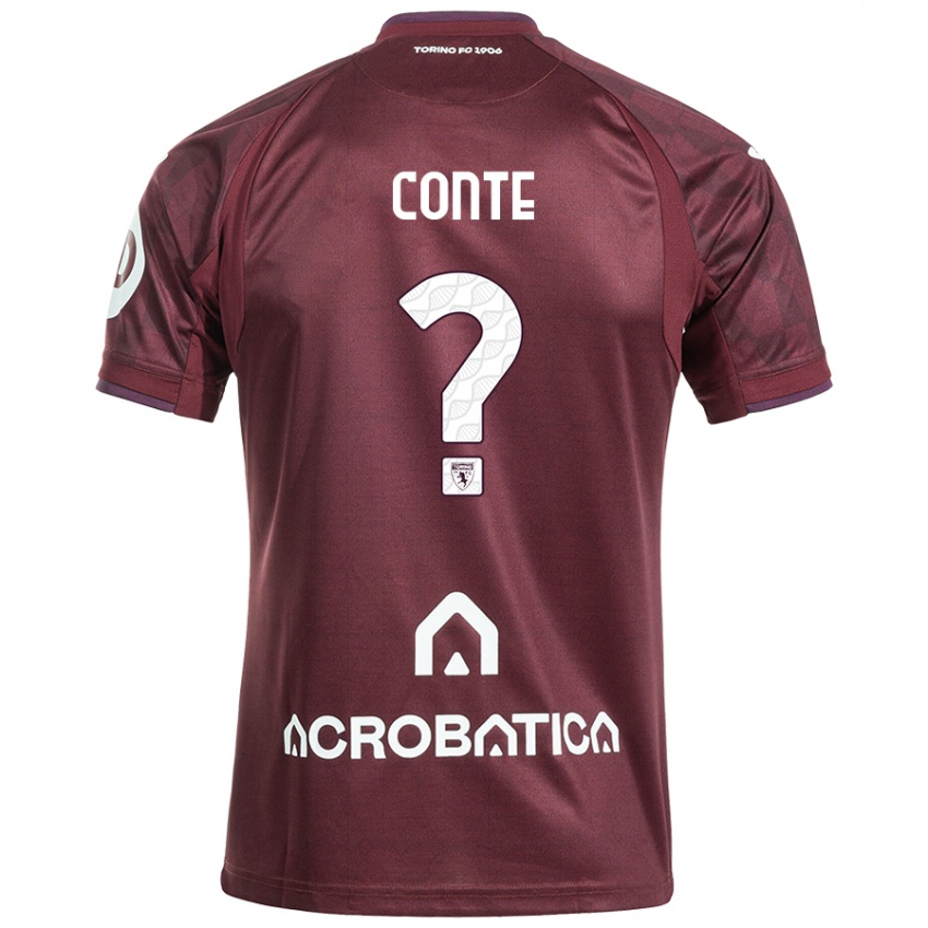 Bambino Maglia Gioele Conte #0 Marrone Bianco Kit Gara Home 2024/25 Maglietta